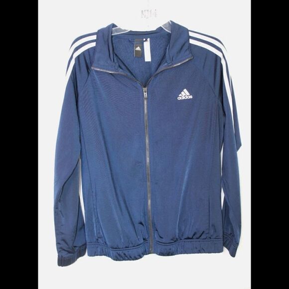 ADIDAS Track Jacket BOYS Size: L Blue & White 3 Stripes - Picture 1 of 5